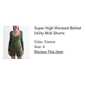NWT Cactus Super High Waisted Belted Utility Midi Shorts Womens Size 4